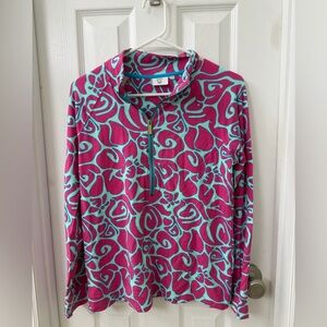 Crown and ivy beach petite Vibrant Pink and Blue Patterned Pullover